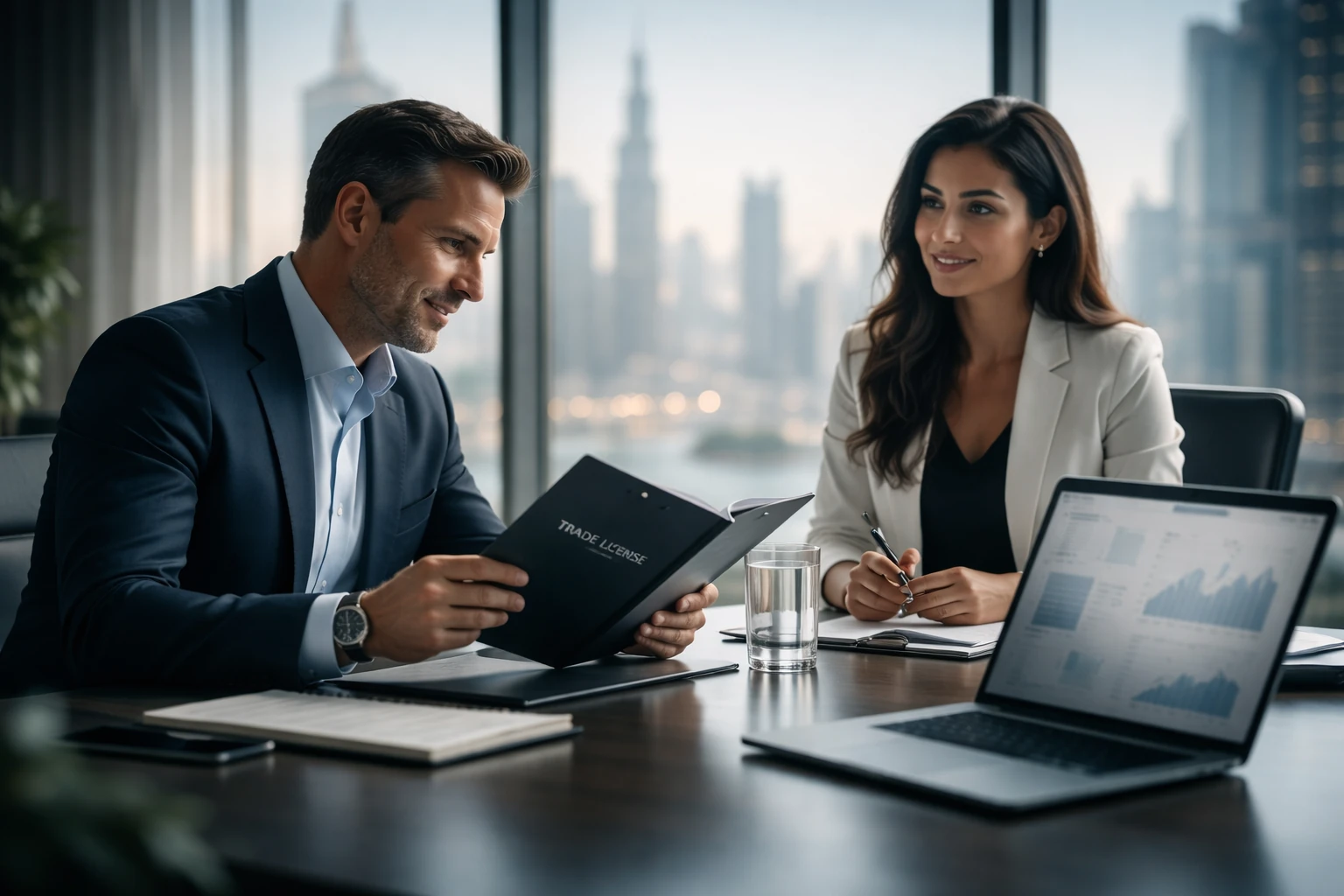 UAE company formation advisors reviewing trade license documents, jurisdiction options, and entity structure for Dubai and the UAE. Elan Business Solution.